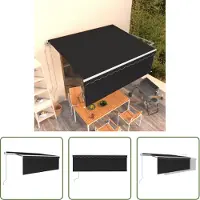 The Living Store Buitendecoratie - Zonwering - Luifel automatisch uittrekbaar met rolgordijn 4x3 m antraciet - Terrasoverkapping - Tuindecoratie - Aluminium Luifel