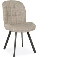 Bommel Wonen Eetkamerstoel Lana - stof Serenity Beige - blokpatroon - poot zwart