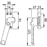 Hoppe Blokkeerraamboom M/nok F2 Draairichting 1-4 013hnd/446-4