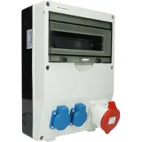 Doktorvolt ledige kunststof wandverdeler IP44 met 1x CEE 5P 16A en 2x schuko 16A (85016000)