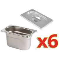 Vogue Gastronormbak met deksel Vogue, GN1/9, geschikt voor houder CC051, 6 stuks