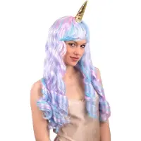 Carnival Toys pruik Unicorn dames synthetisch roze one-size