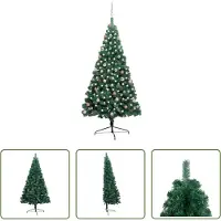 The Living Store Kunstkerstboom, half, met verlichting, groene ballen, 210 cm