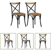 The Living Store : Eetkamerstoelen, 2 stuks, zwart, massief mangohout