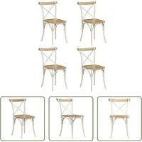 The Living Store : Eetkamerstoelen, 4 stuks, wit, mango massiefhout