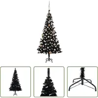 The Living Store Kunstkerstboom, verlichting en ballen, zwart, 180 cm