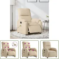 The Living Store De Living Store massagestoel, elektrisch, in de kleur crème, met microvezelbekleding