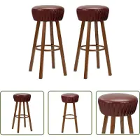 The Living Store Industrieel Design - Barstoollen - Barstoelen 2 st kunstleer bruin - Barkrukken - Cafe Meubilair - Retro Meubels