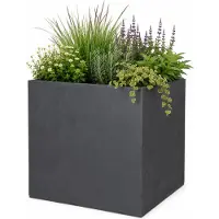 Eda Bloempot / plantenpot Basalt - kunststof - antraciet - 50 cm - dubbelwandig - binnen / buiten
