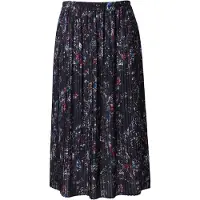 Ulla Popken - Dames - Geplooide midi-rok vlinders A-lijn elastische tailleband - Zwart - Maat 54+