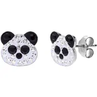 Lucardi Kinder Zilveren kinderoorknoppen Panda - Oorbellen - 925 Zilver - Zilverkleurig