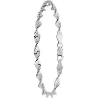 Lucardi Dames Gerecycled zilveren armband gedraaid - Armband - 925 Zilver - Zilverkleurig - 21 cm