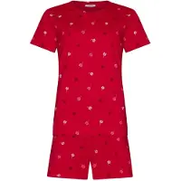Rebelle Roodroze palmbomen shortama katoen | Maat 46