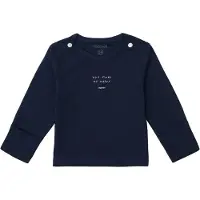 Noppies baby longsleeve Neisse met logo donkerblauw Jongens Katoen Ronde hals - maat 56