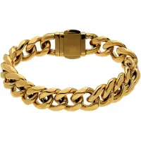 Lucardi - Heren Stainless steel goldplated armband gourmet - Armband - Staal - Goudkleurig - 19 cm