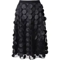 Miamoda - Dames - Midirok a-lijn 3S-applicaties opaque - Zwart - Maat 60