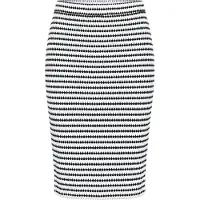 Studio Untold - Dames - Midi-rok van Jersey slim fit structuurstrepen - Off-white - Maat 46+
