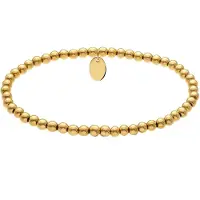 Lucardi - Dames Stalen goldplated kralenarmband voor dames - Armband - Staal - Goudkleurig - 16 cm