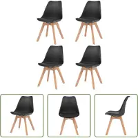 The Living Store : Eetkamerstoelen, 4 stuks, zwart, kunststof