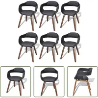 The Living Store : Eetkamerstoelen, 6 stuks, zwart, beuken en kunstleer