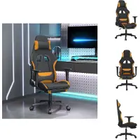 vidaXL Gaming stoel met massagefunctie en voetsteun, zwart en oranje stof - Gaming stoel