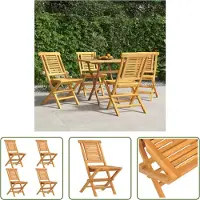 The Living Store Tuinstoel Massief Teakhout - Inklapbaar - Comfortabele rugleuning - Gelat ontwerp - 4 stuks