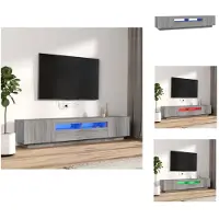 vidaXL Tv-kast - Tv-kasten - Tv-meubel - Tv-meubel Met LED-verlichting - 2-delige Tv-meubelset met LED bewerkt hout grijs sonoma eiken