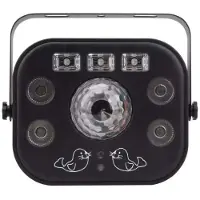 Light4me Stroboscoop UV LED multi-effecten - - Multiphase - 4-in-1 draaiende koepel - RGBW + UV - Rode/Groene lasers