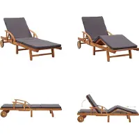 vidaXL Ligbed met kussen massief acaciahout - Zonnestoel - Zonnestoelen - Zonnebed - Zonnebedden