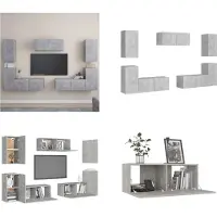 vidaXL 7-delige Tv-meubelset spaanplaat betongrijs - Tv-meubelset - Tv-meubelsets - Tv Meubelset - Tv Meubelsets