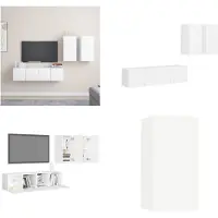 vidaXL 4-delige Tv-meubelset spaanplaat wit - Tv-kastenset - Tv-kastensets - Tv-kasten - Tv-meubelset