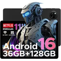 Doogee Tab A9 Pro+ - Tablet - 30GB RAM (6GB+24GB) - 128GB ROM（TB/TF）- 11Inth 90Hz HD+ - 8580mAh - Android 15 - Unisoc T7200 - Dual Speakers - Zwart