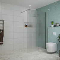 FortiFura Galeria inloopdouche - 120x200cm - ribbelglas - wandarm - PVD - geborsteld gunmetal (antraciet) SW797953/SW797907