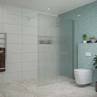 FortiFura Galeria inloopdouche - 140x200cm - ribbelglas - wandarm - PVD - geborsteld RVS SW797954/SW797908