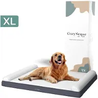 CozySense Orthopedisch Hondenkussen 100 X 70 cm - Maat XL - Waterdicht - Geschikt Als Benchkussen & Hondenbed - Wasbare Hoes - Wit