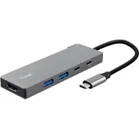 Trust 26062, USB-C, HDMI, USB 3.2 Gen 1 (3.1 Gen 1) Type-A, USB 3.2 Gen 1 (3.1 Gen 1) Type-C, grijs, 0,1 m, Windows 11, Mac OS X 13.0 Ventura, Mac OS X 14.0 Sonoma, Mac OS X 15.0 Sequoia