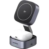 UGREEN Ładowarka Indukcyjna Qi2 2W1 W702 Do Iphone, Airpods, 15W (Szara)