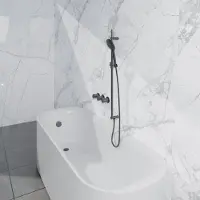 FortiFura Nebbio Badcombinatie-set - thermostaatkraan - glijstang met geïntegreerde wandaansluitbocht - gladde doucheslang - ronde handdouche - badvulcombinatie - PVD - geborsteld gunmetal (antraciet)