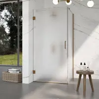 FortiFura Galeria Douchecabine - 80x80x200cm - scharnieren - deurgreep - vlak - gesatineerd veiligheidsglas - PVD - geborsteld koper SW1122552/SW1122565/SW876702/SW797925
