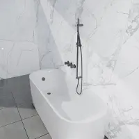 FortiFura Nebbio Badcombinatie-set - thermostaatkraan - glijstang met geïntegreerde wandaansluitbocht - metalen doucheslang - staaf handdouche - badvulcombinatie - PVD - geborsteld gunmetal