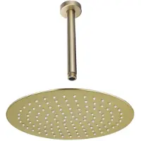 FortiFura Calvi Hoofddouche - 25cm - rond - plafondarm 20cm - PVD - geborsteld messing (goud) SW720555/SW720557