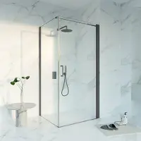 FortiFura Galeria Douchecabine - 160x90x200 - Profiel veiligheidsglas - antikalk - PVD - geborsteld gunmetal (antraciet) SW1122489/SW797918/SW797907