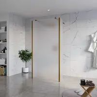FortiFura Galeria Vrijstaande Inloopdouche - 100x200cm - glas mat - antikalk - 8mm veiligheidsglas - 2 zijwanden 40cm - wandsteunen en hoekprofielen - PVD - geborsteld koper SW927772