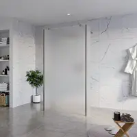 FortiFura Galeria Vrijstaande Inloopdouche - 110x200cm - glas mat - antikalk - 8mm veiligheidsglas - 2 zijwanden 40cm - wandsteunen en hoekprofielen - PVD - geborsteld gunmetal (antraciet) SW927771