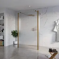 FortiFura Galeria Vrijstaande Inloopdouche - 120x200cm - helder geribbeld - antikalk - 8mm veiligheidsglas - 2 zijwanden 40cm - wandsteunen en hoekprofielen - PVD - geborsteld koper SW927772