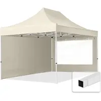 TOOLPORT 3x4,5 m Easy up partytent, ECONOMY staal 30m met zijwanden (panorama), crème