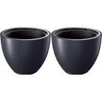Prosperplast Plantenpot/bloempot Sevilla - 2x - buiten/binnen - kunststof - antraciet - D39 x H30 cm - Plantenpotten