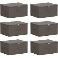 vidaXL Opbergbox 6 st Nonwoven stof 50 x 30 x 25 cm 37,5 L Grijs
