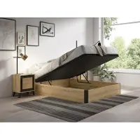 Vente-unique Bedbodem met opbergruimte 120 x 200 cm - Licht natuurlijk en zwart - NAMOSI van YSMÉE