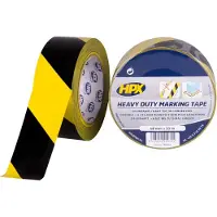 Hpx Zelfklevende hoogwaardige markeringstape | Geel/Zwart | 48mm x 33m - TB5033 | 24 stuks TB5033